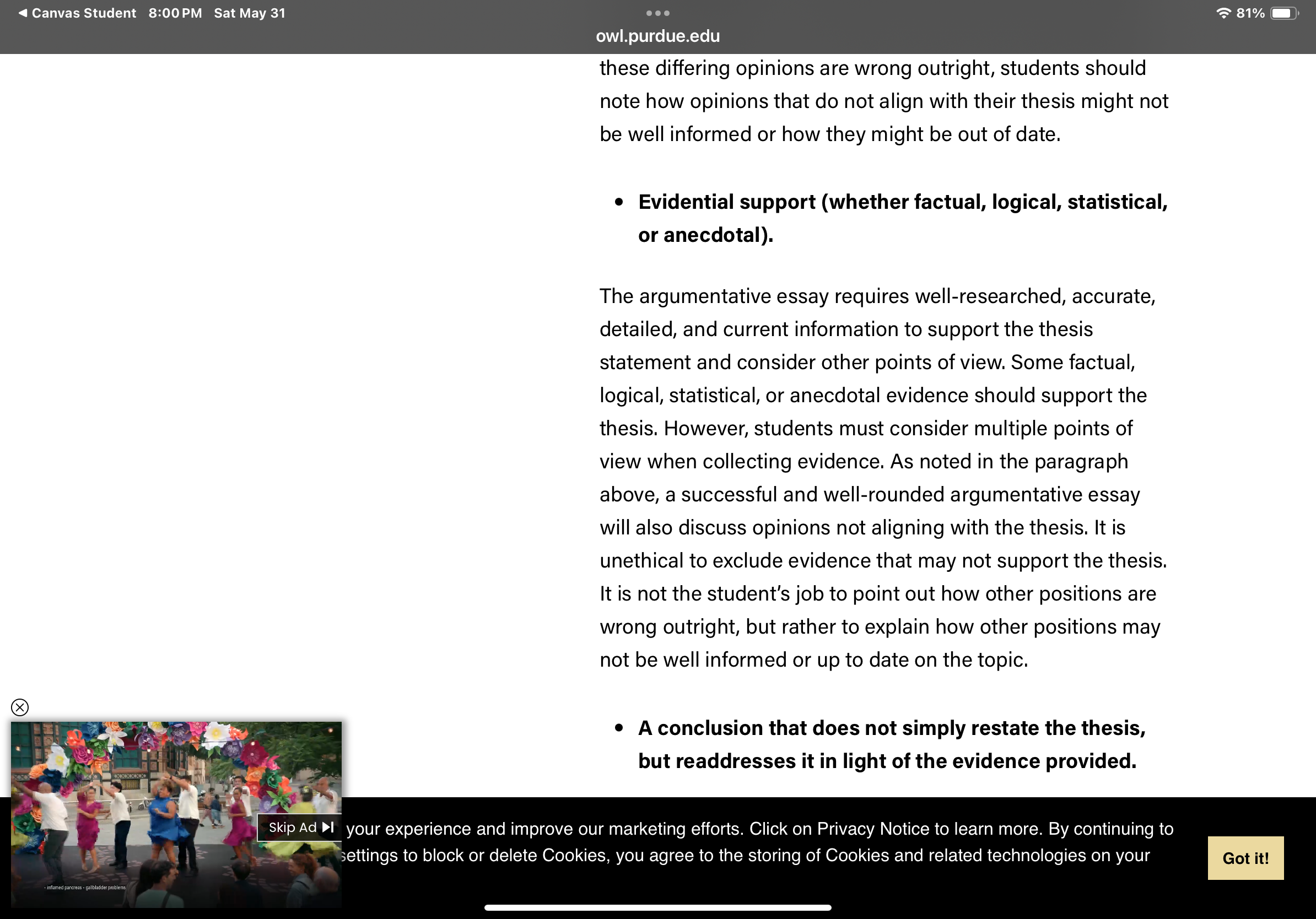 <4 Canvas Student 7:59PM Sat May 31 Or) Sea be