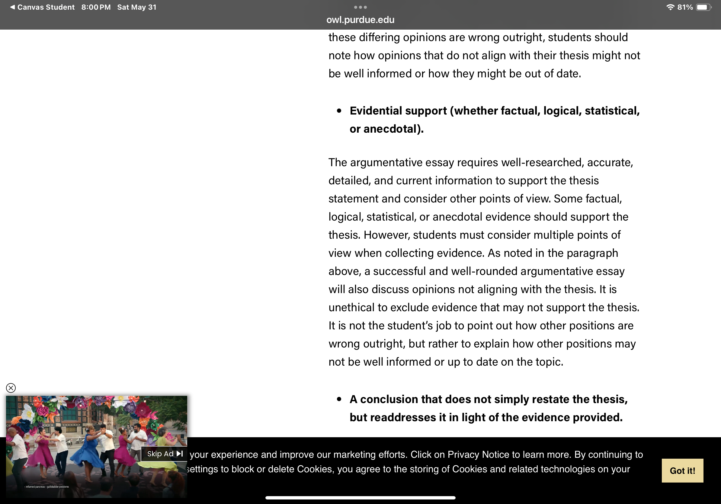 <4 Canvas Student 7:59PM Sat May 31 Or) Sea be