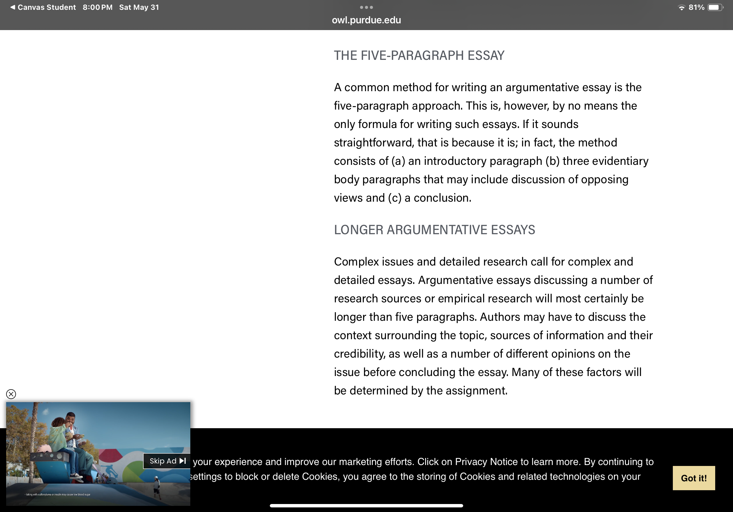 <4 Canvas Student 7:59PM Sat May 31 Or) Sea be