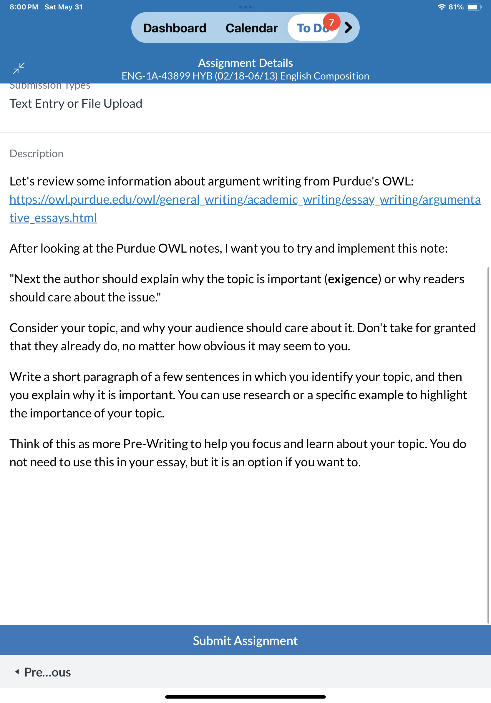 <4 Canvas Student 7:59PM Sat May 31 Or) Sea be