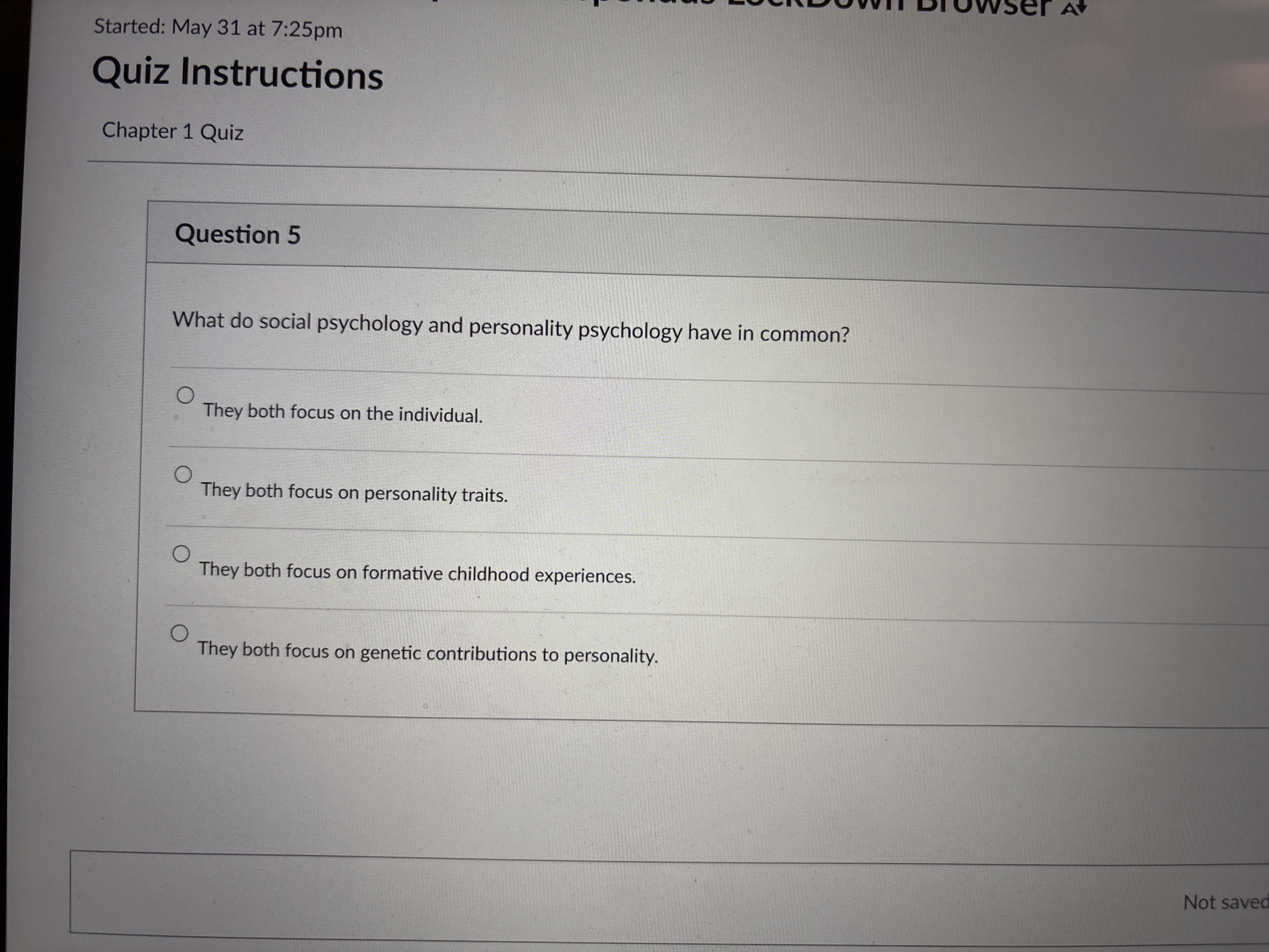 answer OWSer AV Started: May 31 at 7:25pm Quiz