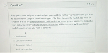 Question 7 0 . 5 pts After you conducted your