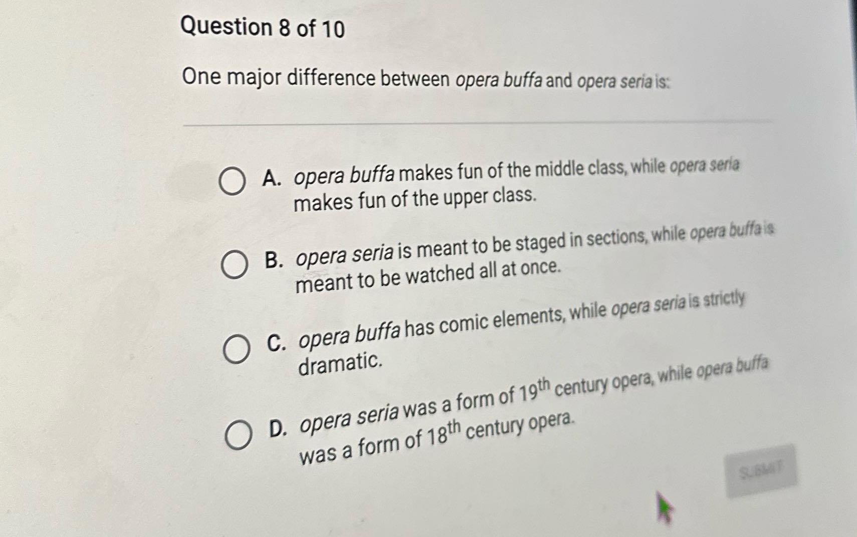 Question 8 of 10 One major difference between