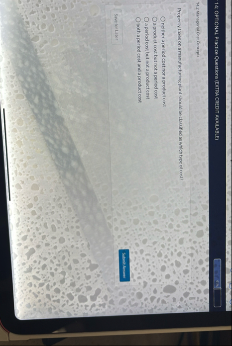 1 4 : OPTIONAL Practice Questions ( EXTRA CREDIT