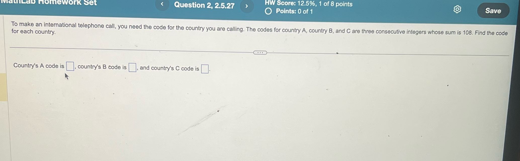 ab homework Set < Question 2, 2.5.27 HW Score: