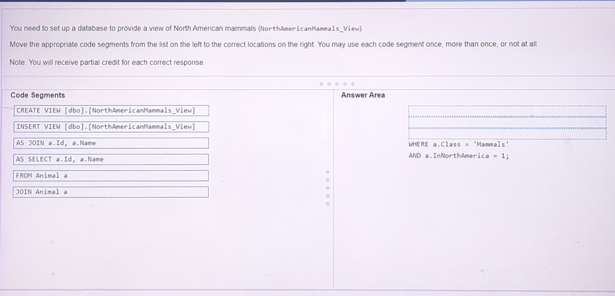 You need to set up a database to provide a view
