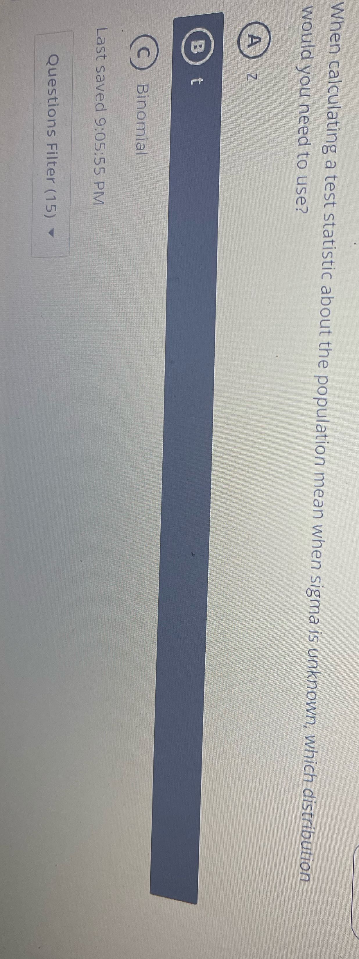 When calculating a test statistic about the