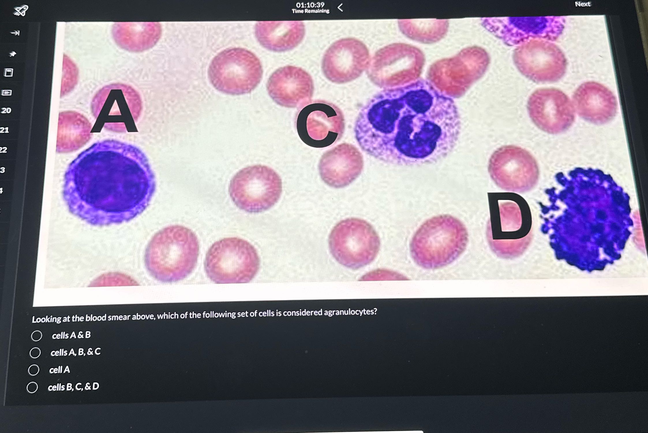 01:10:39 Time Remaining < Next 20 A C Looking at