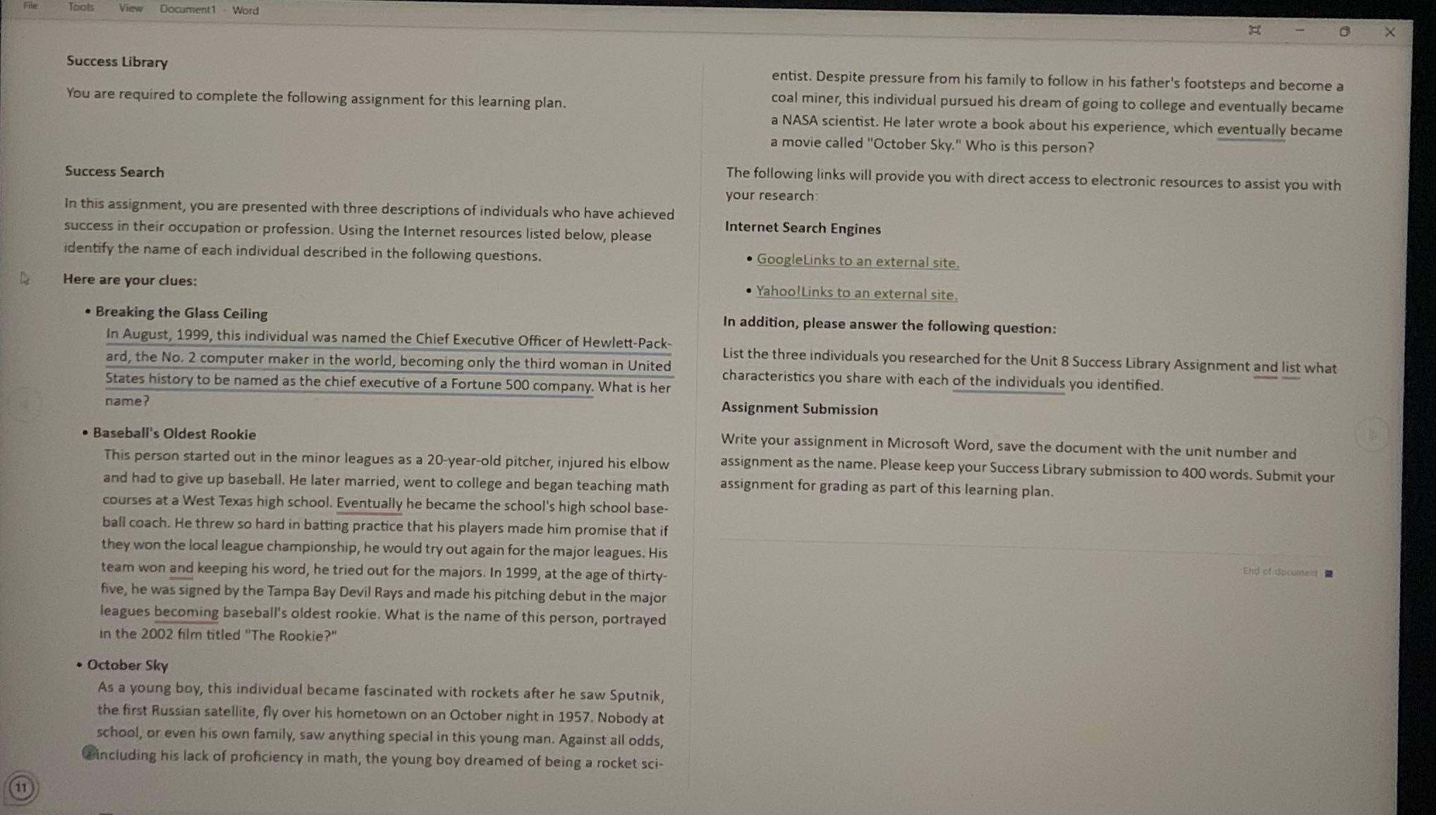 Complete this assignment and give me examples to