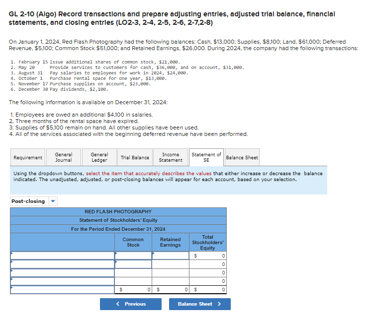 GL 2 - 1 0 ( Algo ) Record transactions and