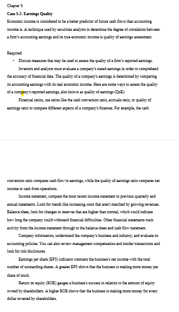 can you reword this answer " Chapter 5: Casa 5-2: