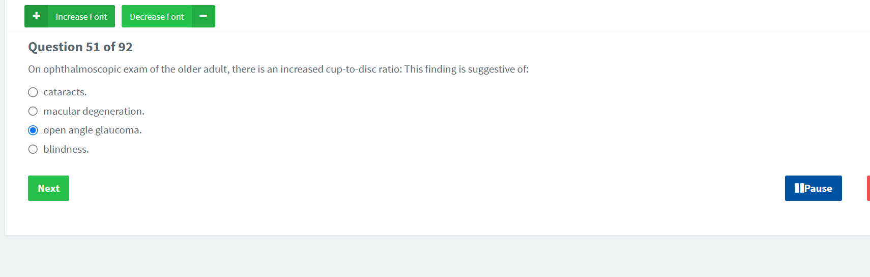what is the correct answer Increase Font Decrease