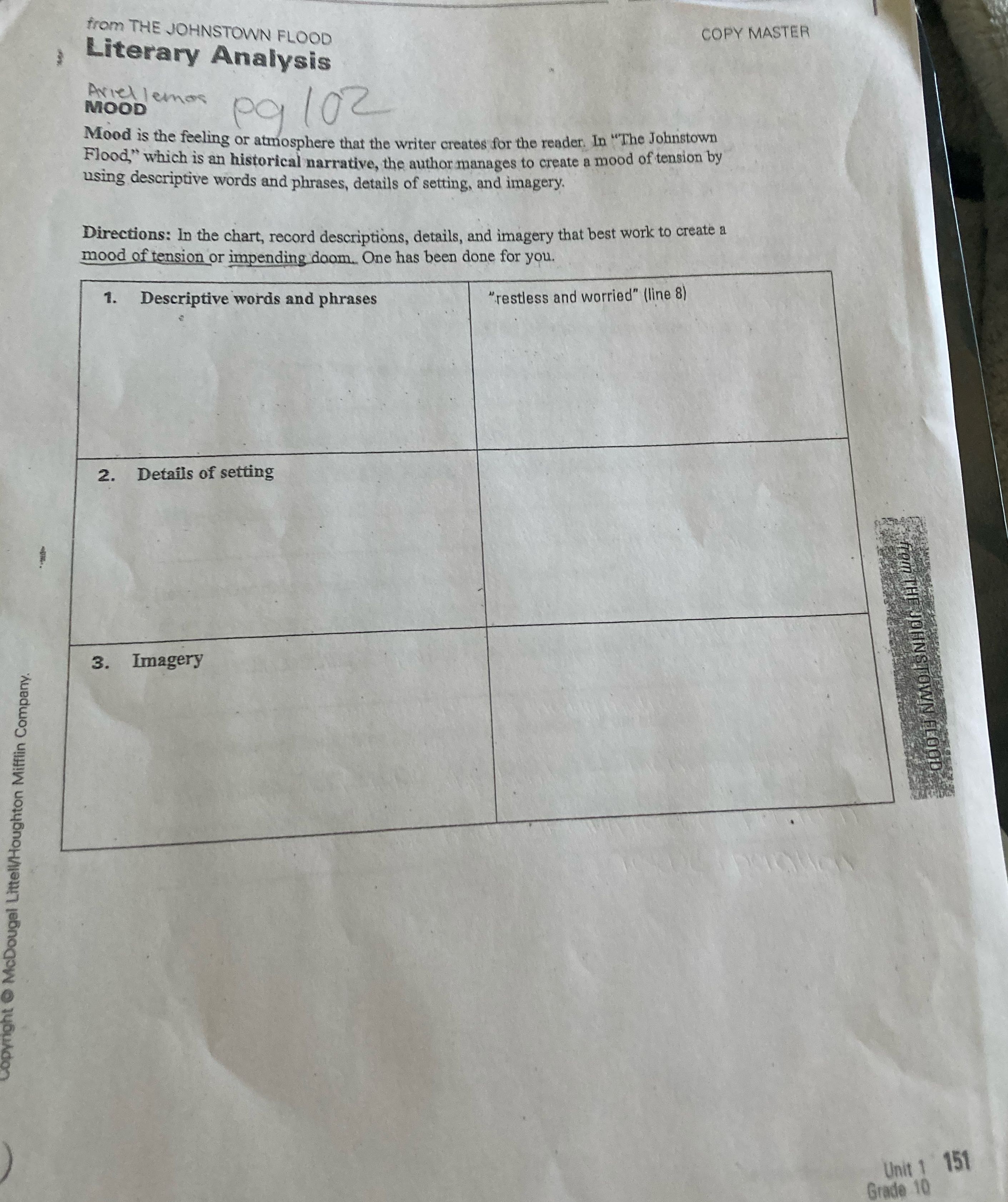 from THE JOHNSTOWN FLOOD COPY MASTER Literary