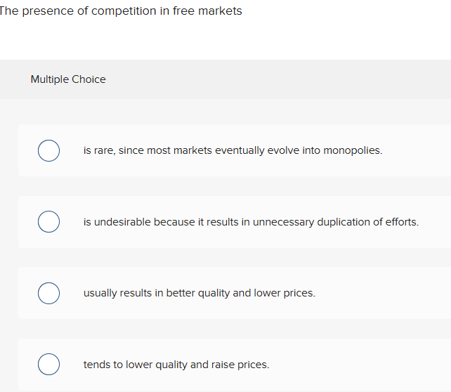 ? The presence of competition in free markets