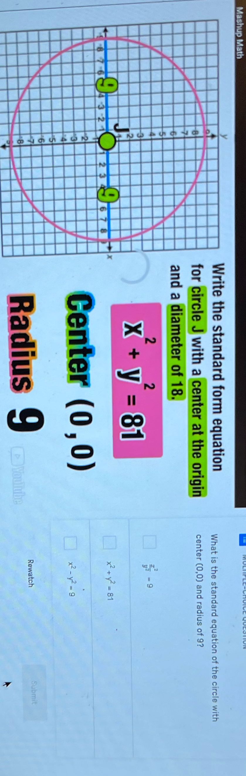 Mashup Math Write the standard form equation What