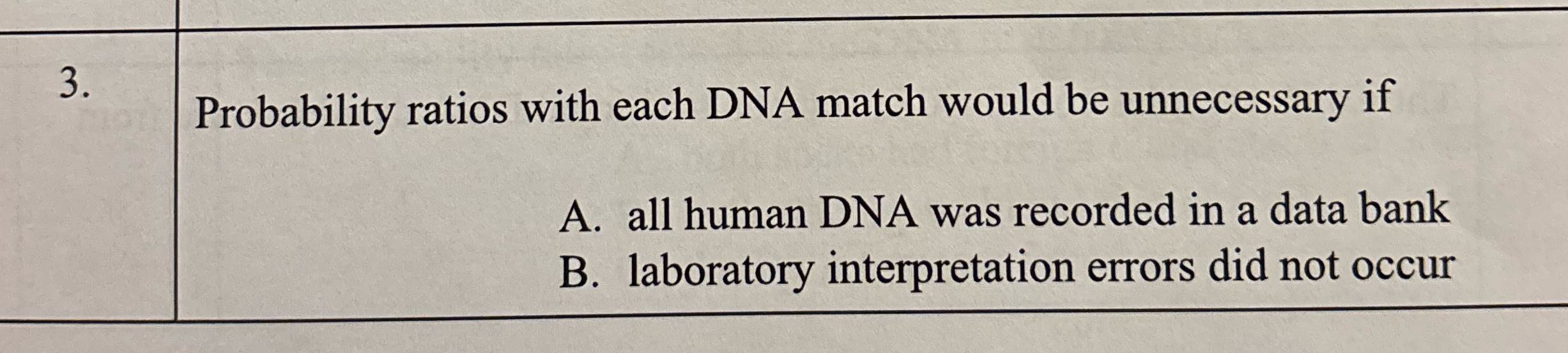 3. Probability ratios with each DNA match would