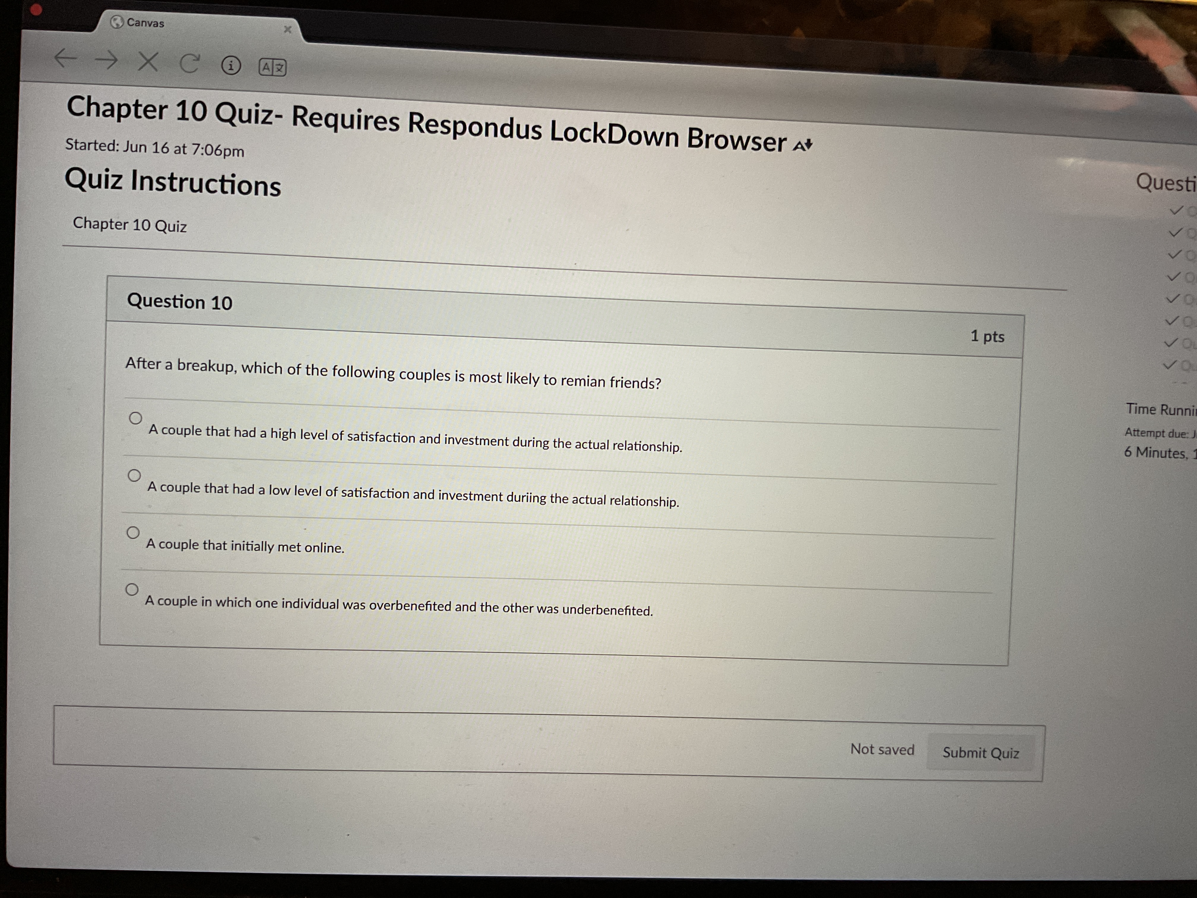 answer Canvas < - X C H AR Chapter 10 Quiz-