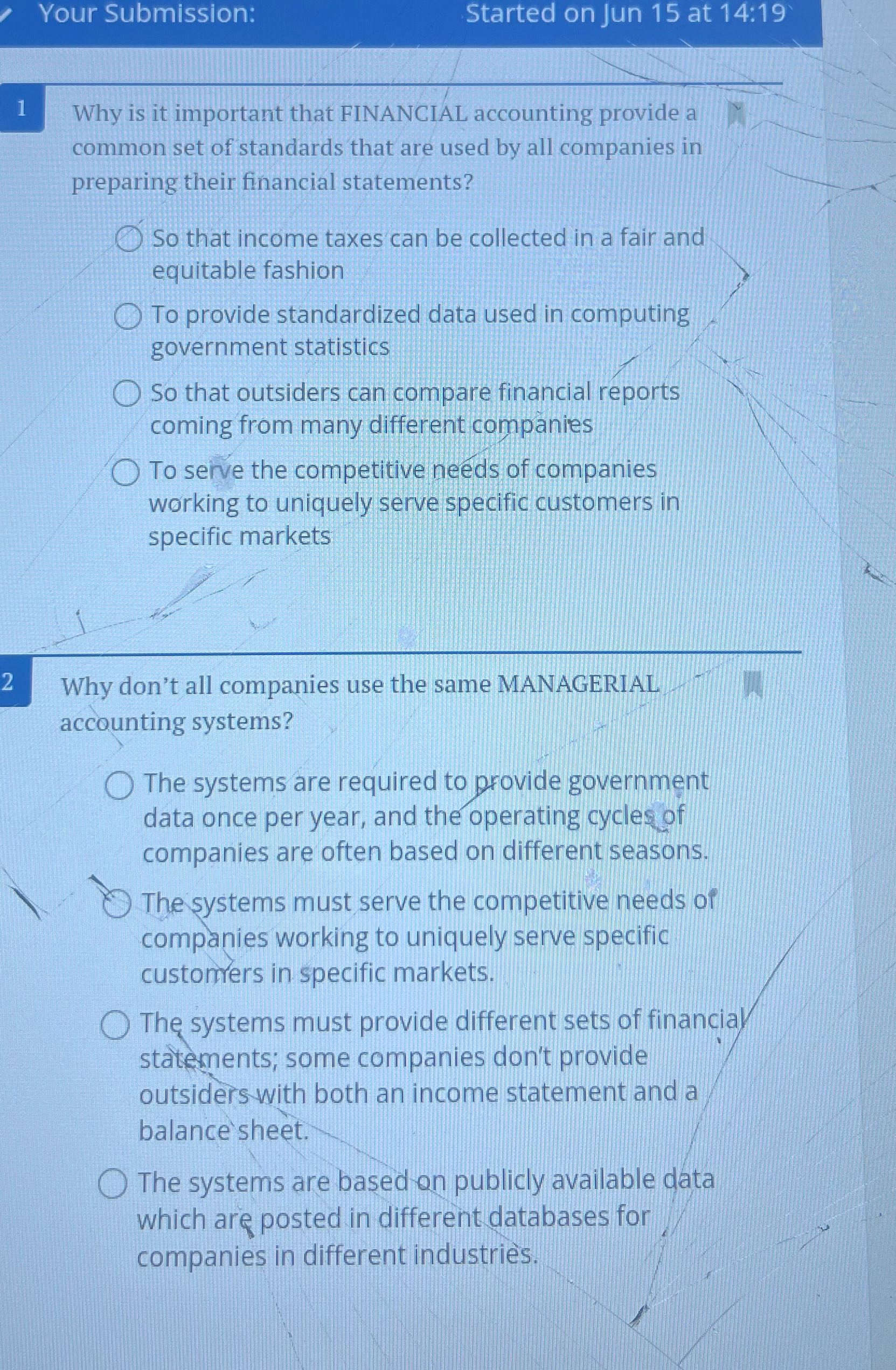 Your Submission: Started on Jun 15 at 14:19 1 Why