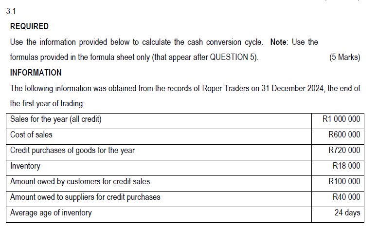 3 . 1 REQUIRED Use the information provided below