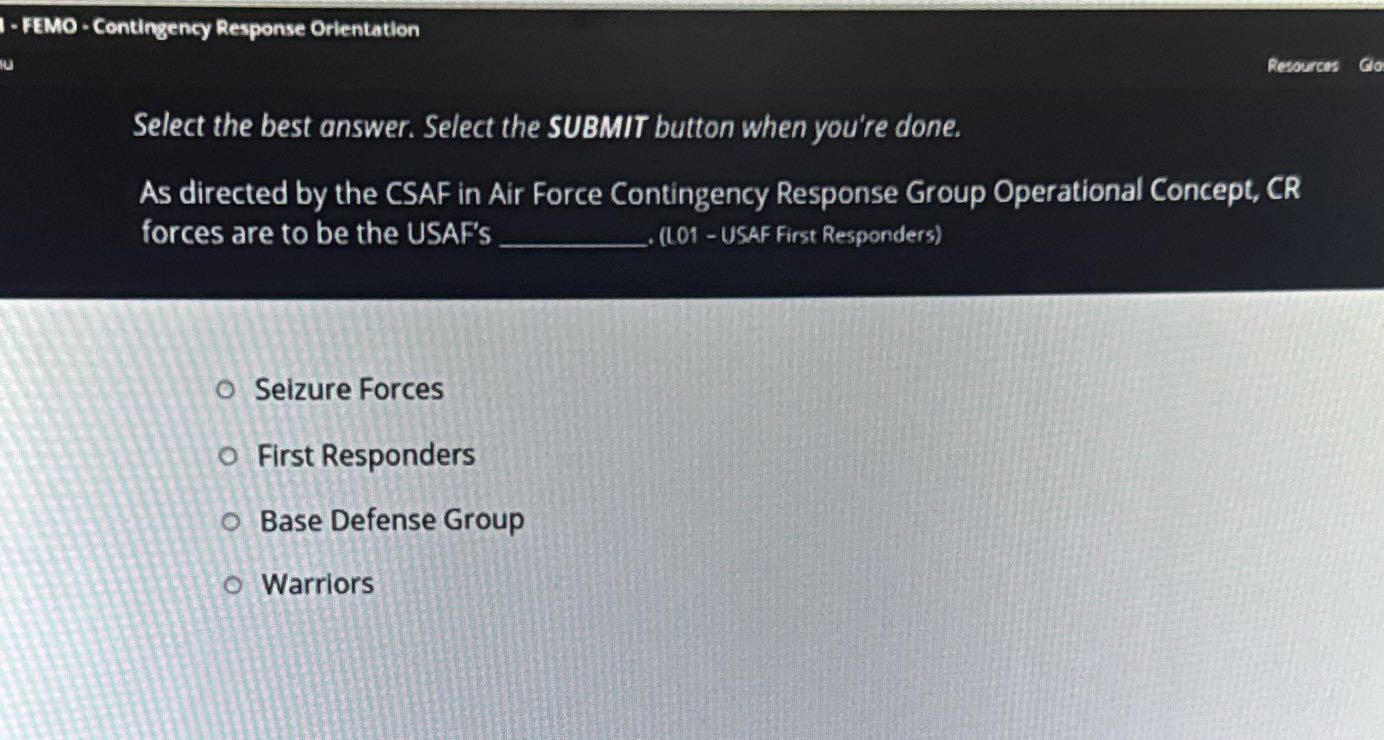 - FEMO . Contingency Response Orientation