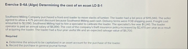 Exercise 8 - 4 A ( Algo ) Determining the cost of