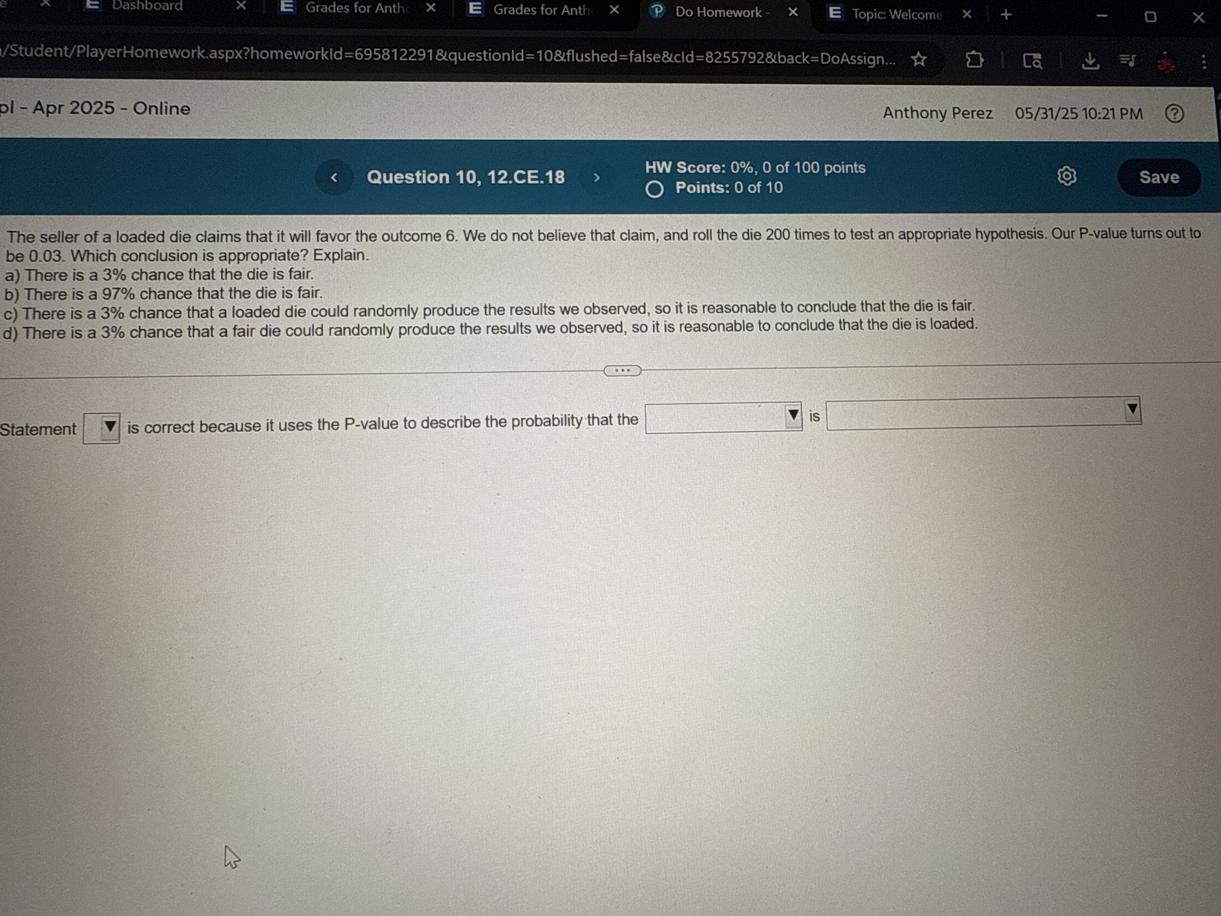 Solve Dashboard E Grades for Anthe E Grades for
