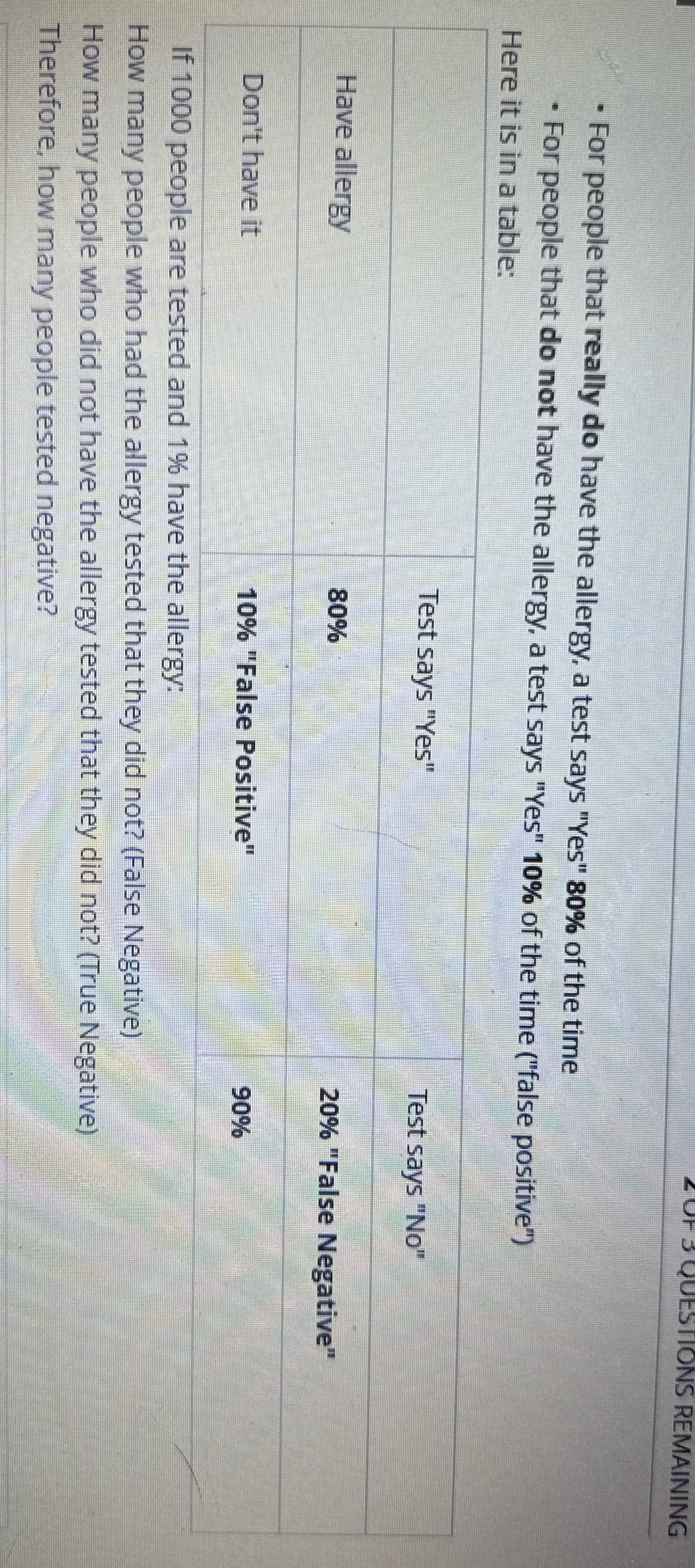 QUESTIONS REMAINING - For people that really do