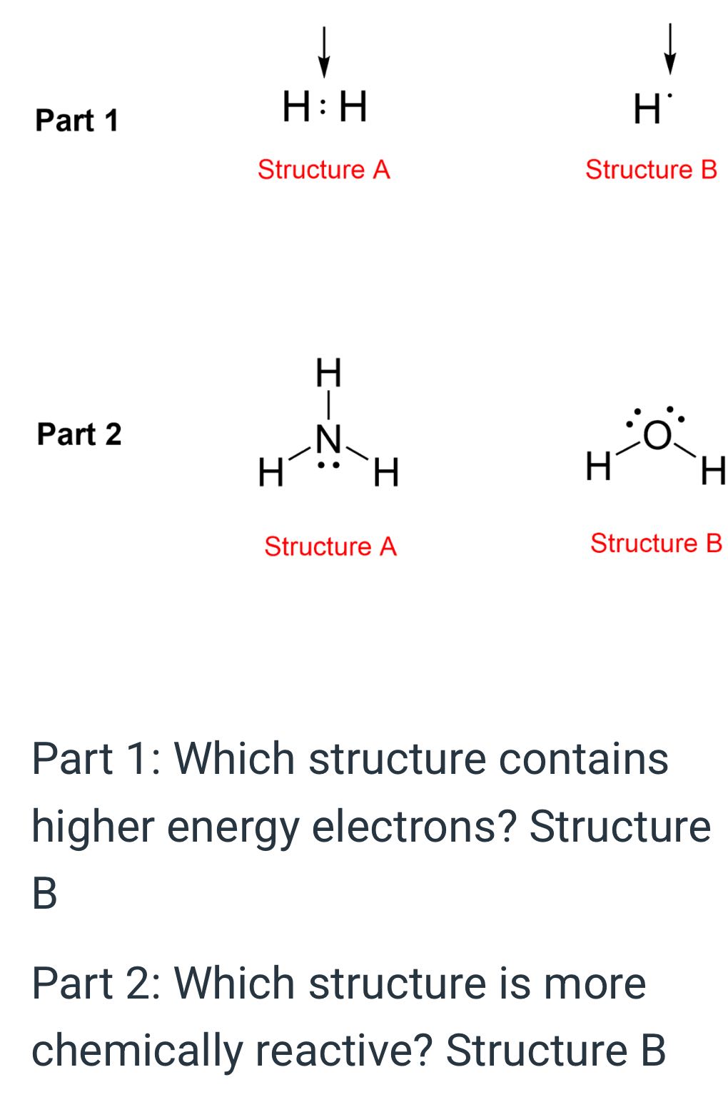 Part 1 Part 2 H:H Structure A i one ee H H