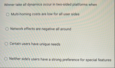 Winner take all dynamics occur in two - sided