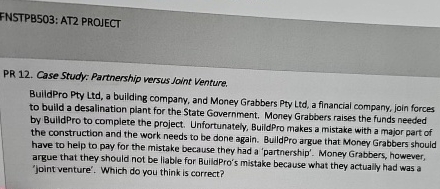 FNSTPB 5 0 3 : AT 2 PROJECT PR 1 2 . Case Study: