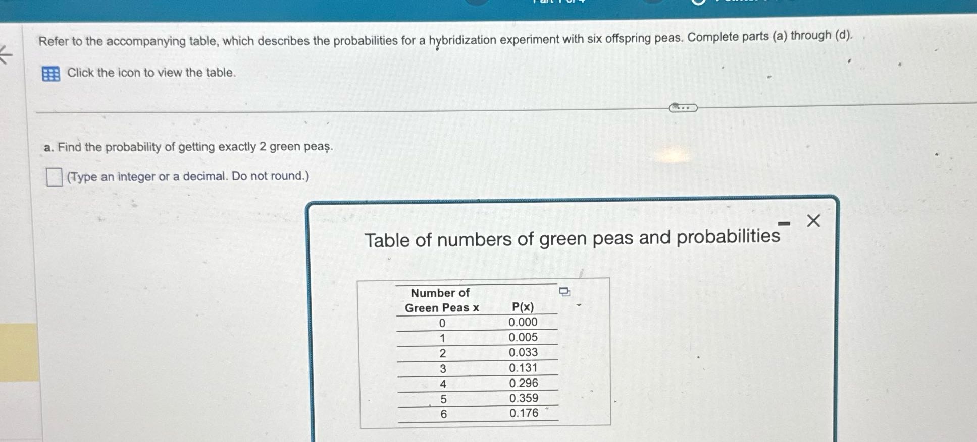 Refer to the accompanying table, which describes