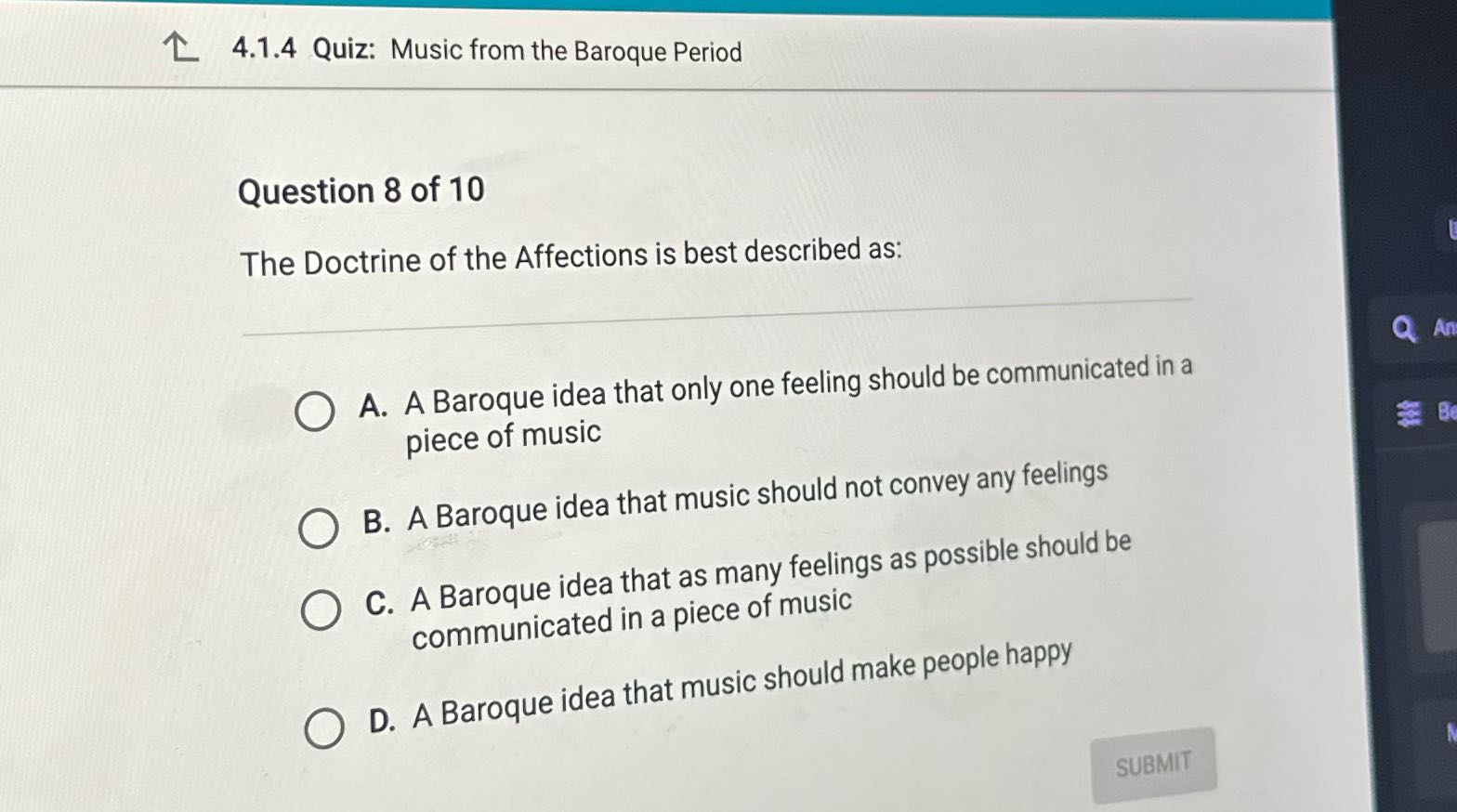 4.1.4 Quiz: Music from the Baroque Period