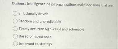 Business Intelligence helps organizations make