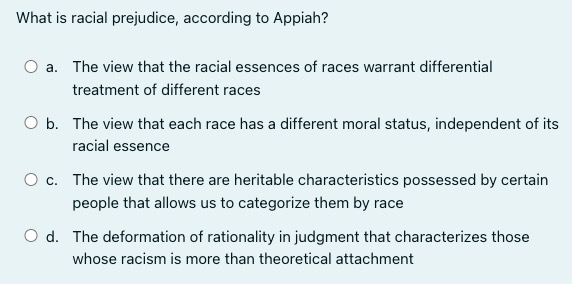 what is the correct answer What is racial