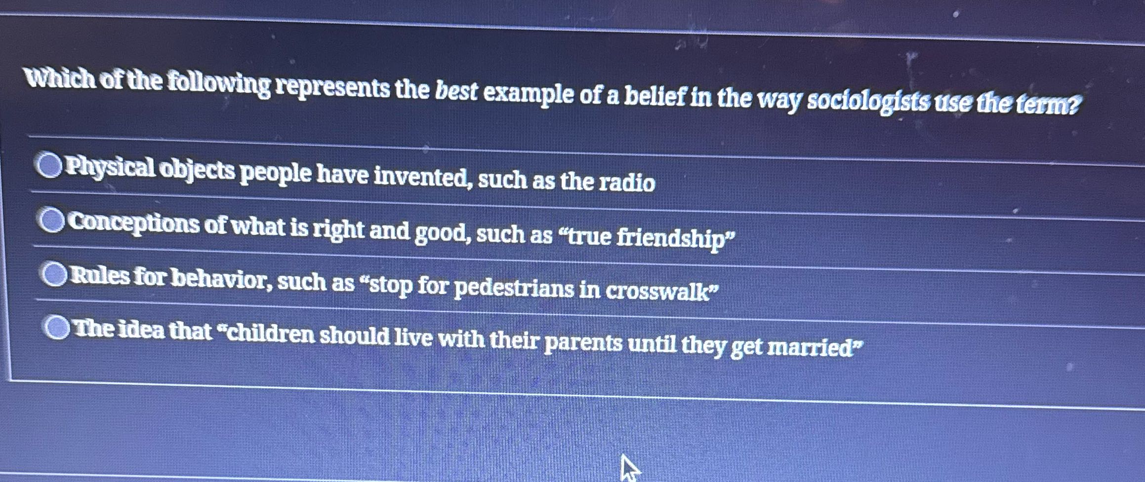 Which of the following represents the best