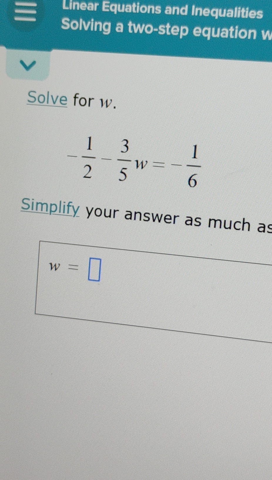 E Linear Equations and Inequalities Solving a