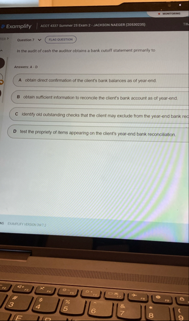 MONETOENBE Examplify ACCT 4 3 3 7 Summer 2 5 Exam