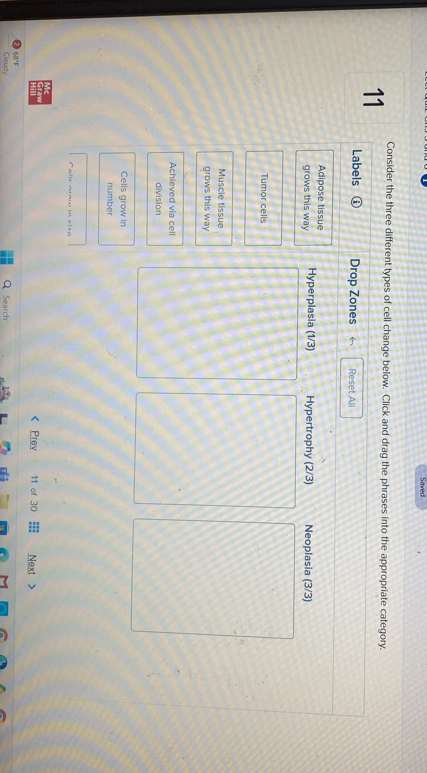 Consider the three different types of cell change