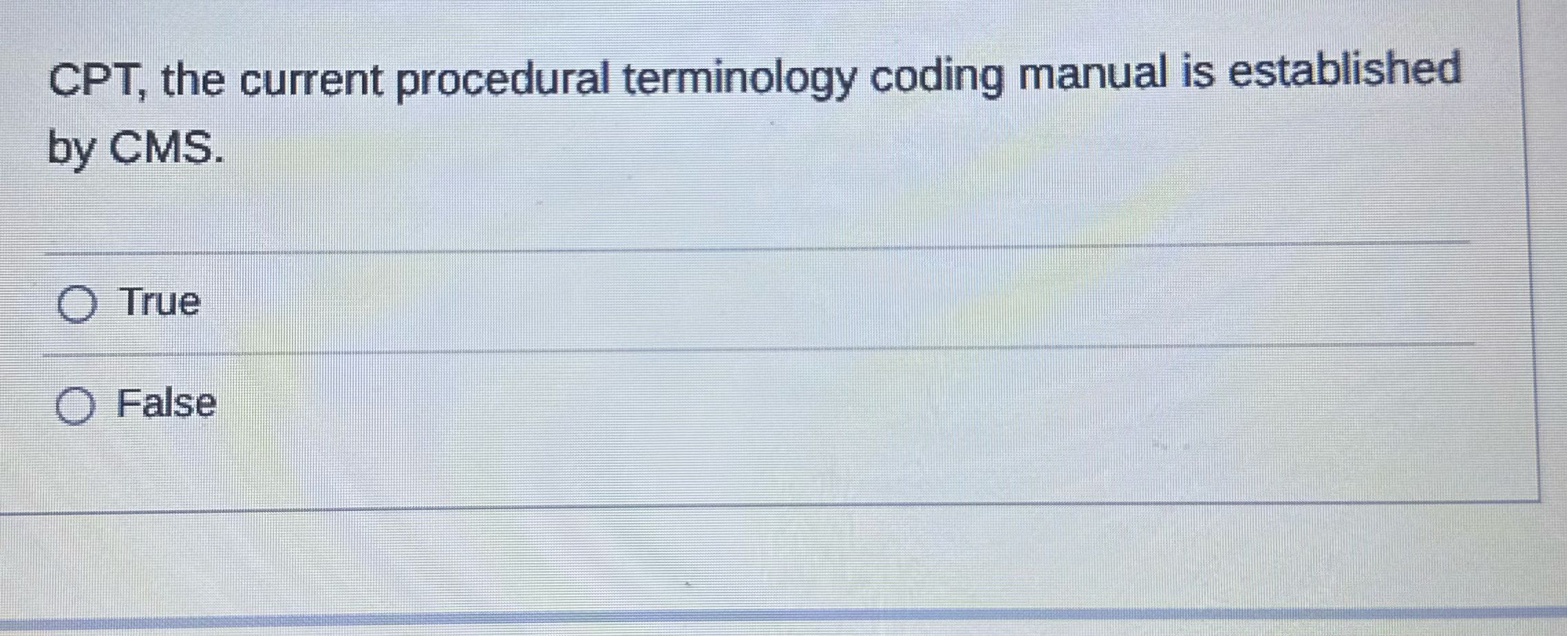 CPT, the current procedural terminology coding