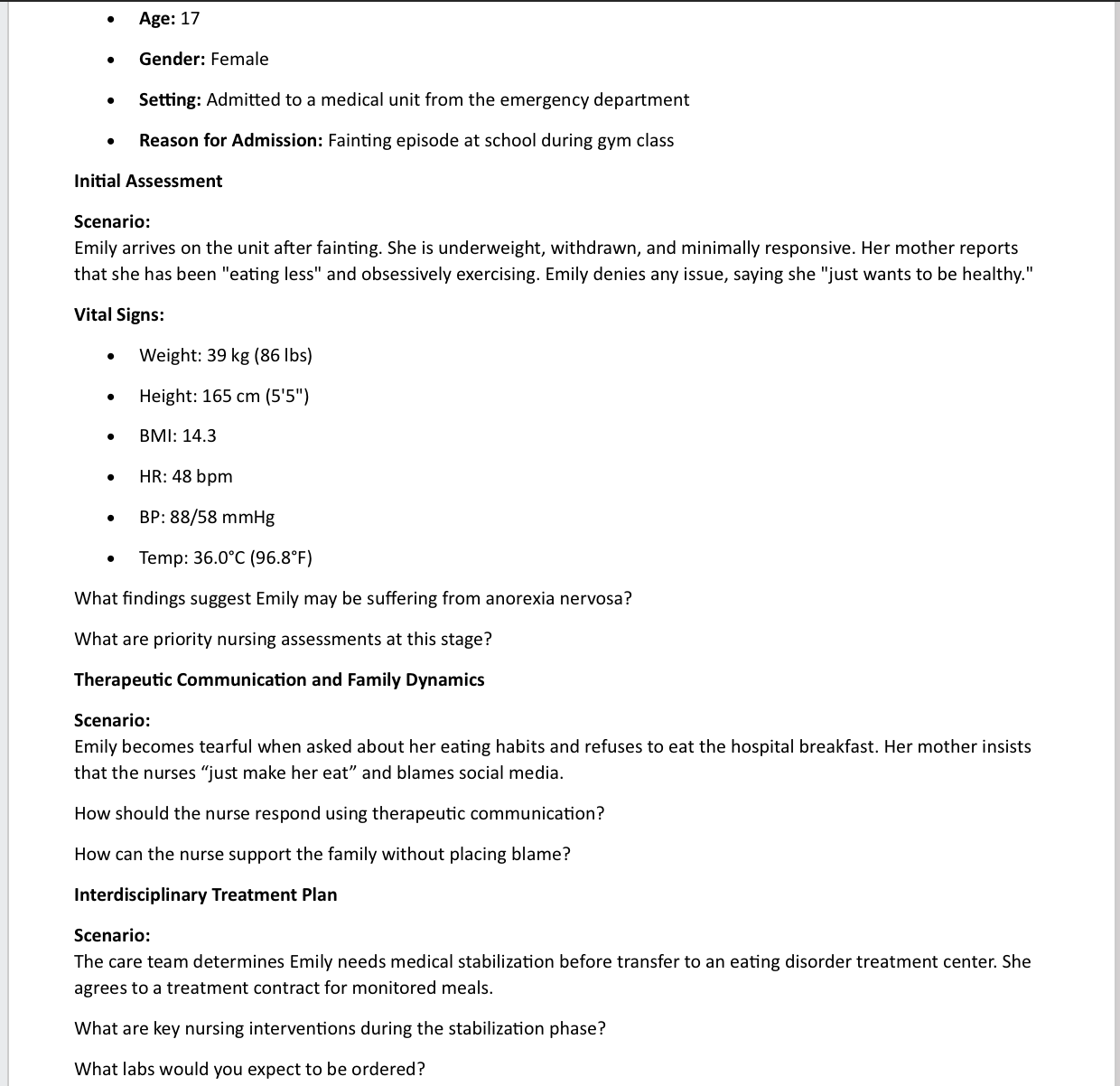 solve e Age: 17 e Gender: Female e Setting: