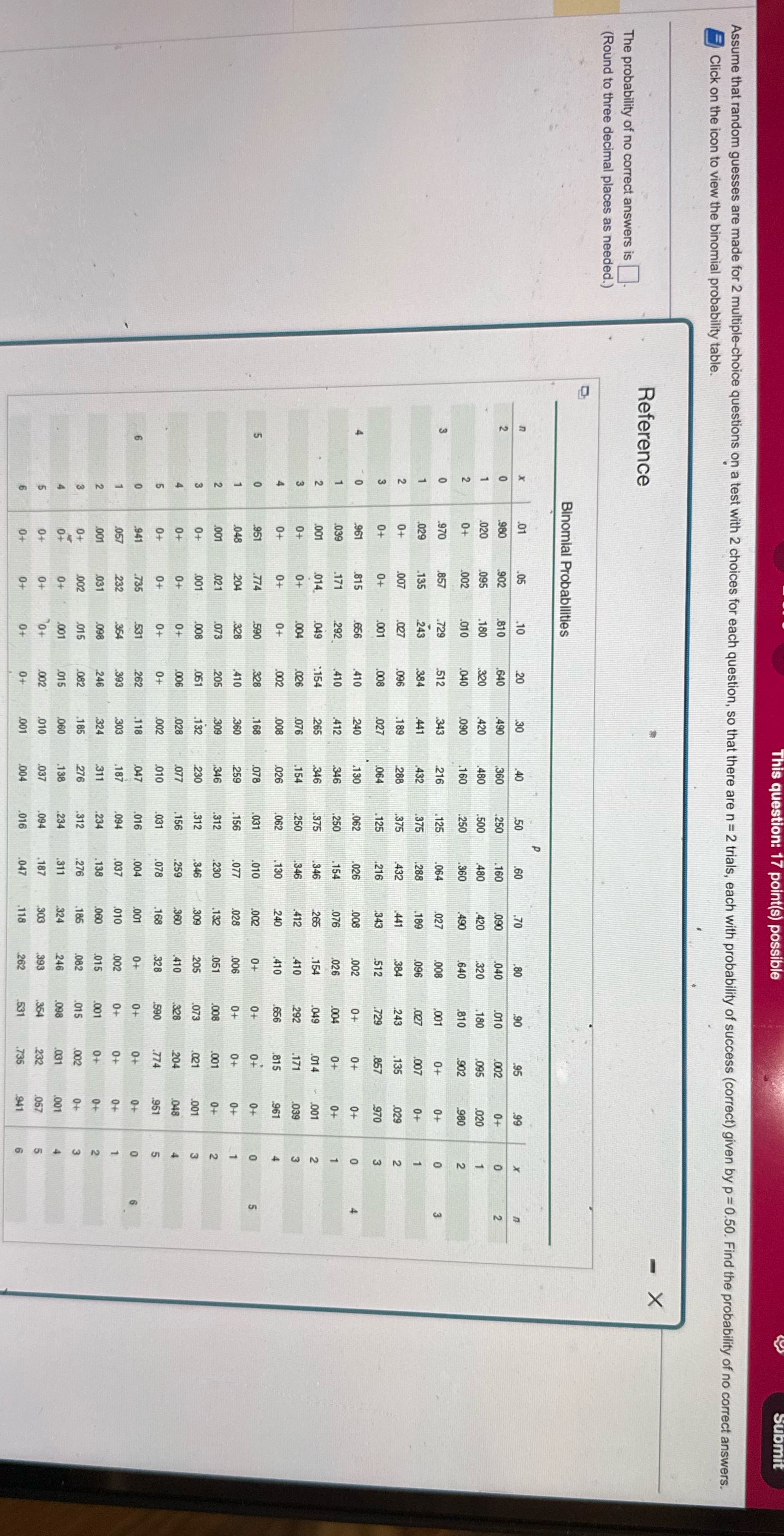 This question: 17 point(s) possible Click on the