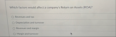 Which factors would affect a company's Return on
