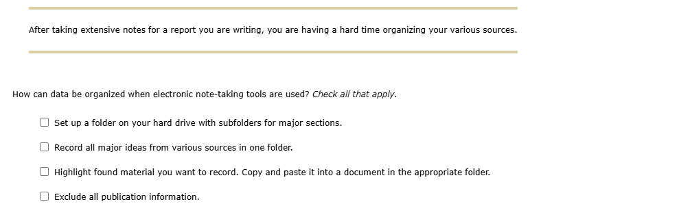 solve After taking extensive notes for a report