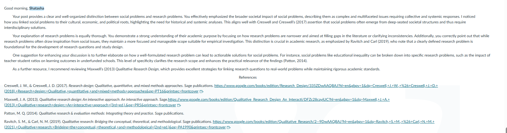 this is what a classmate wrote on my discussion