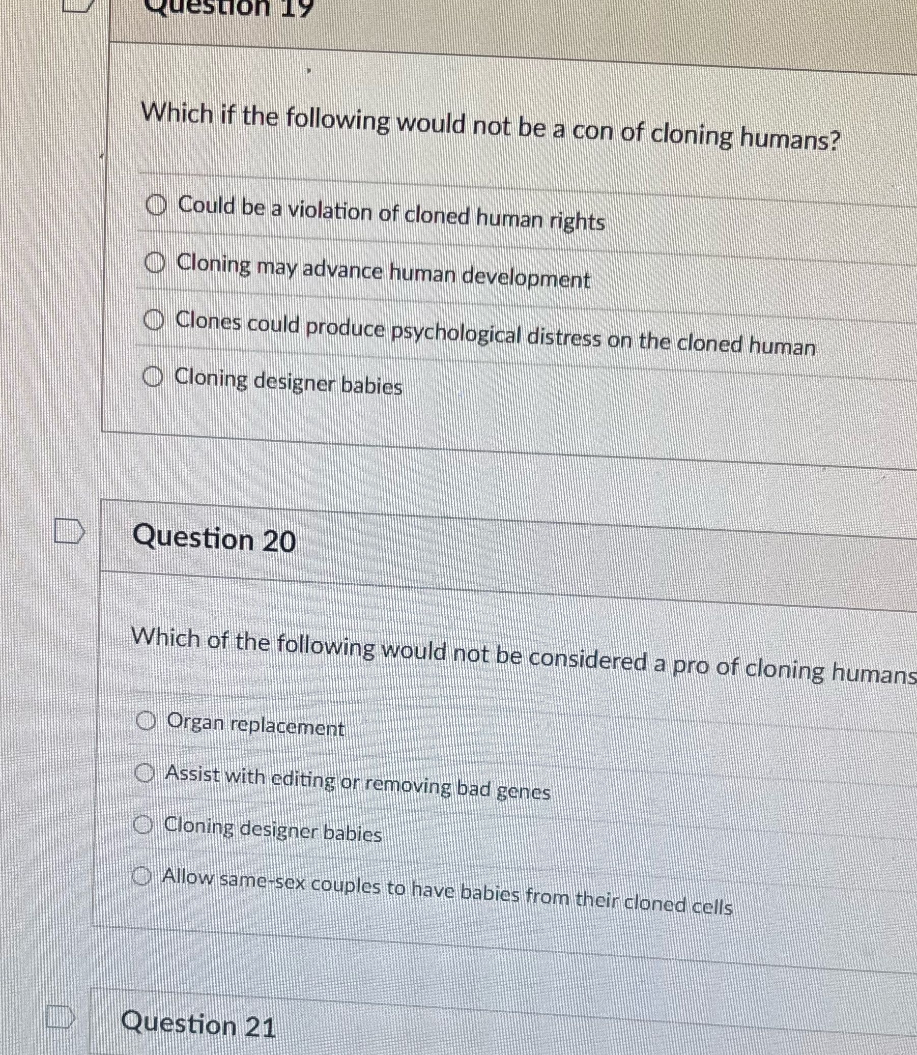 Question 17 Which if the following would not be a