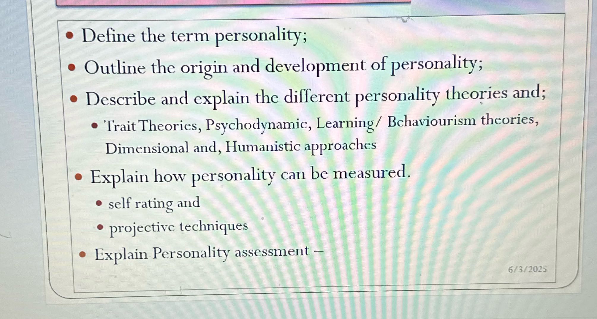 Answer the questions e Define the term