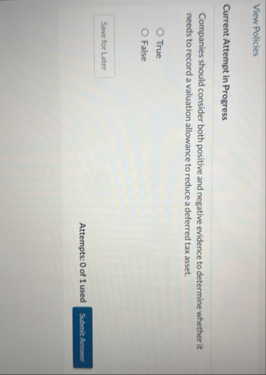 View Policies Current Attempt in Progress