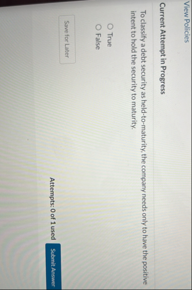 View Policies Current Attempt in Progress To