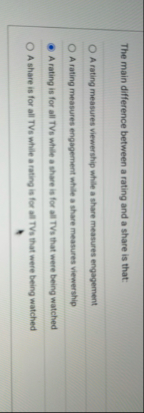 The main difference between a rating and a share