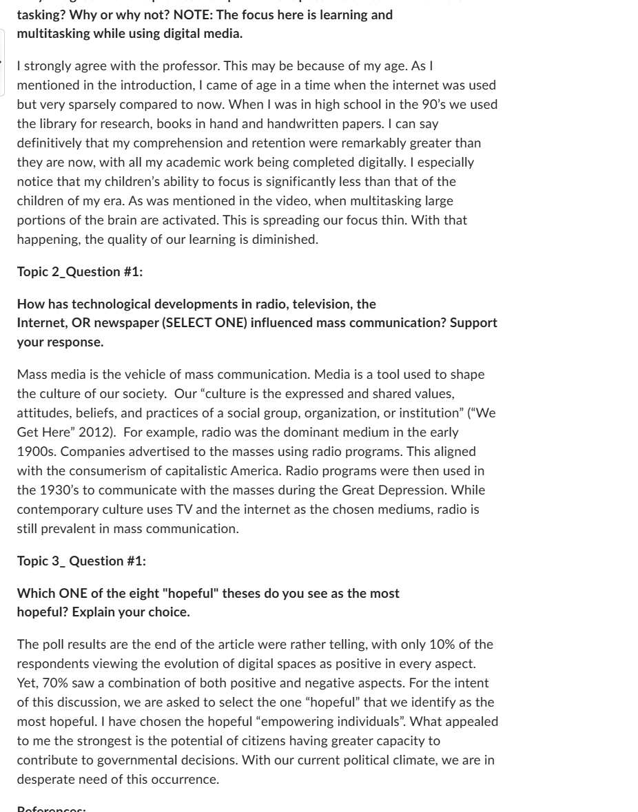 Paragraph reply to Jessica's discussion post